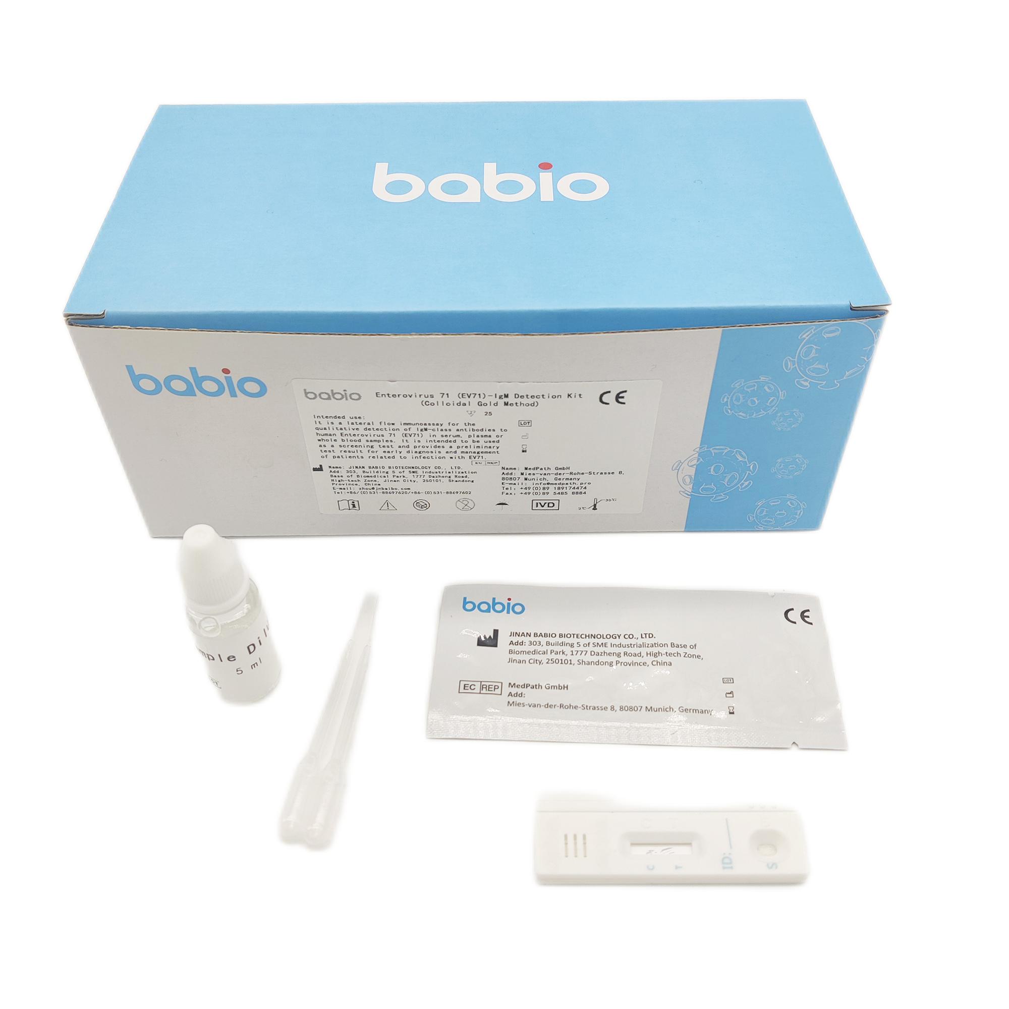 Kit de detecção de Enterovírus 71 (EV71)-IgM (método de ouro coloidal)