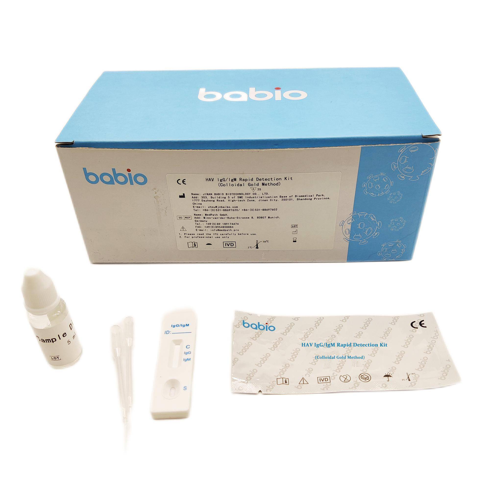 Kit de detecção rápida HAV IgG/IgM (método de ouro coloidal)